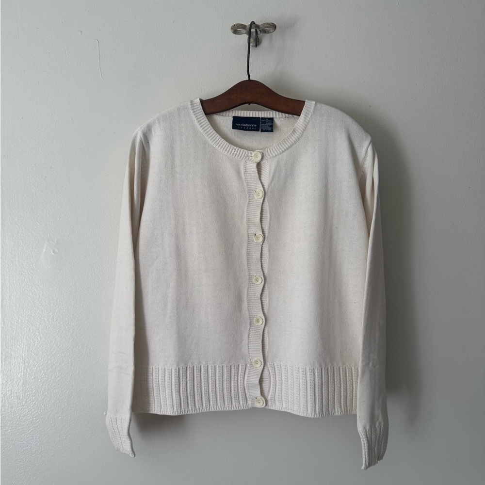Vintage Liz Claiborne White Crewneck Cardigan